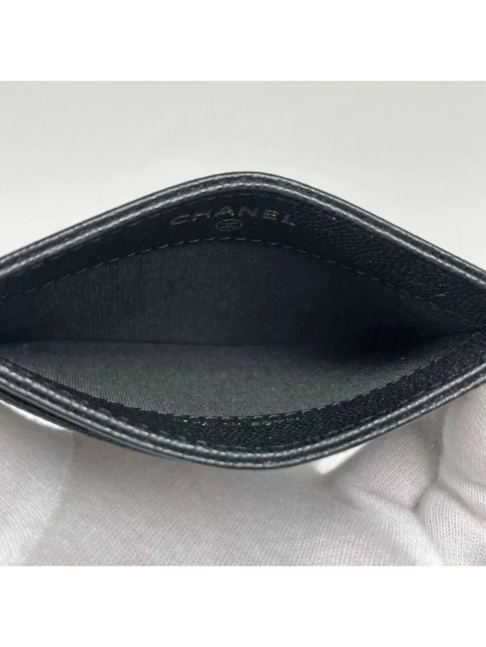 Chanel Card Case CC Logo Caviar Leather Black